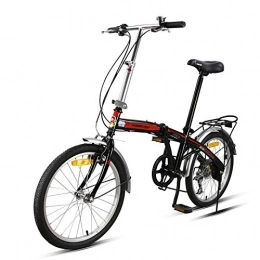 SYLTL Folding Bike Folding Bike Unisex 20 Inches Variable Speed Folding City Bicycle Portable V Brake Adjustable Foldable Bike, blackred