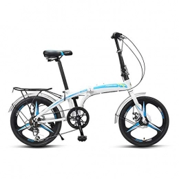 SYLTL Folding Bike Folding Bike Unisex Adult Child 20 Inches 7 Speed Foldable Bike Suitable for Height 130-190 cm Portable Folding City Bicycle, whiteblue