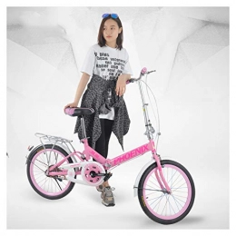SYLTL Folding Bike Folding Bike Unisex Child 20in Single Speed Leisure Folding City Bicycle Portable Suitable for Height 135-175cm Off-Road Foldable Bike, pink
