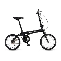  Folding Bike Folding Bikes, 16 Inch Mini Portable Student Comfort Speed Wheel Folding Bike for Men Women Lightweight Folding Casual Bicycle (Color : Black)