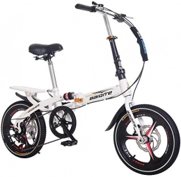 WSJYP Bike Folding Bikes, 20 Inch Mini Portable Student Speed Wheel Bike for Men Women Lightweight Folding Bicycle, Shockabsorption with Seat Bicycle, White