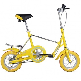 SuoSengHred Bike Folding Bikes, Adult Folding Bikes, Folding Bike for Adults, Women, Men, 12-in City Mini Compact Bicycle for Urban Commuter, Outdoor Folding Bicycle with High Carbon Steel Frame ( Color : Yellow )