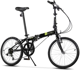 Aoyo Bike Folding Bikes, Adults 20" 6 Speed Variable Speed Foldable Bicycle, Adjustable Seat, Lightweight Portable Folding City Bike Bicycle, White, Colour:Black (Color : Black)