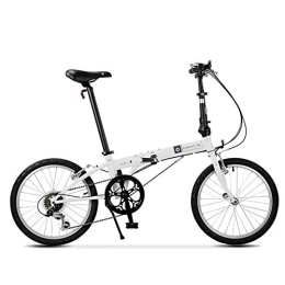 DJYD Bike Folding Bikes, Adults 20" 6 Speed Variable Speed Foldable Bicycle, Adjustable Seat, Lightweight Portable Folding City Bike Bicycle, White FDWFN (Color : White)