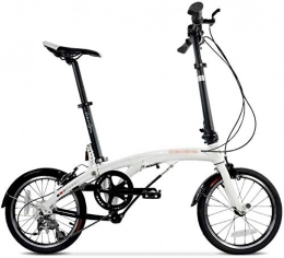 AJH Folding Bike Folding Bikes Aluminum Alloy Shift Men's And Women's Bicycle 16-inch Wheel Variable Speed Freestyle (Color: White, Size: 16 inch)