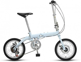 AJH Folding Bike Folding Bikes Bicycle Foldable Bicycle Ultra-light Portable Small 16-inch Bicycle For Men And Womenv (Color: Blue, Size: 125 * 86cm)