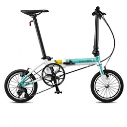 Folding Bikes Folding Bike Folding Bikes Bicycle Folding Bicycle Unisex 14 Inch Ultra Light Small Wheel Bicycle Portable 3 Speed Bicycle (Color : Blue, Size : 120 * 34 * 91cm)