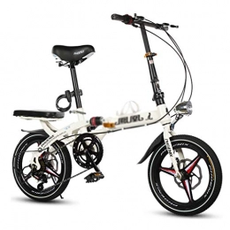 Folding Bikes Bike Folding Bikes Bicycle Folding Bicycle Unisex 16 Inch 20 Inch Shift Disc Brakes Sports Portable Bicycle (Color : White, Size : 20 inch)