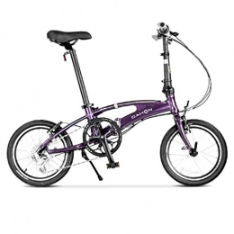 Folding Bikes  Folding Bikes Bicycle Folding Bicycle Unisex 16 Inch Small Wheel Bicycle Aluminum Alloy Portable 8-speed Bicycle (Color : Purple, Size : 126 * 35 * 105cm)