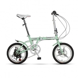 Folding Bikes Folding Bike Folding Bikes Bicycle folding bicycle variable speed shock absorber portable bicycle adult student bicycle 16 speed double disc brake 16 inches (Color : Green, Size : 120 * 60 * 90cm)