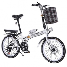 Folding Bikes Folding Bike Folding Bikes Bicycle folding shifting disc brakes 20 inch shock absorption unisex ultralight portable folding bicycle (Color : White, Size : 150 * 35 * 110cm)