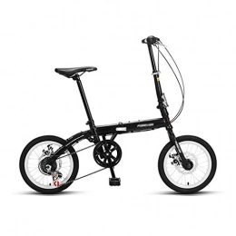 Folding Bikes  Folding Bikes Bicycle Freestyle Classic Bike Adjustable Speed 16-inch Wheel (Color : Black, Size : 125 * 86cm)