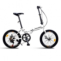 Folding Bikes Folding Bike Folding Bikes Bicycle Mountain Bike Folding Bicycle Unisex 20 Inch Small Wheel Bicycle Portable 7 Speed Bicycle (Color : White, Size : 150 * 30 * 60cm)