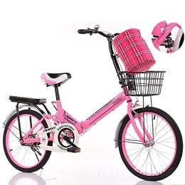 ASPZQ Bike Folding Bikes, Comfortable Mobile Portable Compact Lightweight Folding Bicycle Adult Student Lightweight Bike, Pink, 20 inches