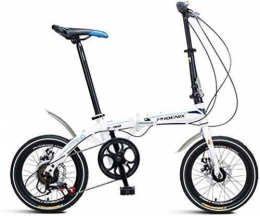 AJH Bike Folding Bikes Folding Bicycle 16 Inch Bicycle Lightweight Adult Men And Women Outdoor Folding Bicycle (Color: White, Size: 130 * 30 * 83cm)