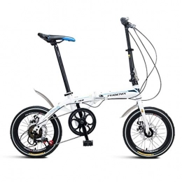 Folding Bikes  Folding Bikes Folding Bicycle 16 Inch Bicycle Lightweight Adult Men And Women Outdoor Folding Bicycle (Color : White, Size : 130 * 30 * 83cm)