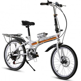 Folding Bikes  Folding Bikes Folding Bicycle Adult Folding Bicycle Outdoor Travel Bicycle Ultra-light Shock Absorption Shifting Bicycle Adjustable Speed (Color : White, Size : 20Inches)