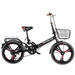 Folding Bikes Bike Folding Bikes Folding Bicycle Adult Men And Women Shock Absorber Bicycle Teenager Students Ordinary Bicycle High Carbon Steel Frame Comfortable Bicycle (Color : Black, Size : 20inches)
