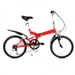 Folding Bikes  Folding Bikes Folding Bicycle Folding Mountain Bike Double Shock-absorbing Bicycle Male And Female Students Folding Bicycle 20 Inch, 6-speed (Color : Red, Size : 20inches)