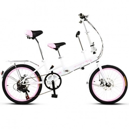 Folding Bikes Folding Bike Folding Bikes Folding Bicycle Parent-child Bicycle Mother Car 20-inch Variable Speed Child Car Disc Brake Mother With Child Bicycle (Color : White+pink, Size : 20inches)