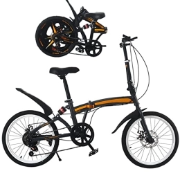 Generic Folding Bike Folding Bikes for Adults with 6 Riding Speed Carbon Steel Frame Folding Bike - Lightweight Portable Bike for Women and Men - City Bicycle for Work School, Gray / spokes / 20inch