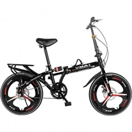 Folding Bikes Bike Folding Bikes Men And Women Adult Ultra Light Portable Bicycle Speed Double Disc Brakes Shocking Bicycle 20 Inch Carbon Steel Frame Outdoor Riding Folding Bicycle (Color : Black, Size : 20inches)