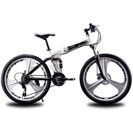 WXXMZY Folding Bike Folding Bikes, Mountain Bikes, 26-inch Mountain Bikes, Cross-country Bikes, Double Shock Absorption, Lightweight Young Students, Adults (Color : White, Size : 24 inches)