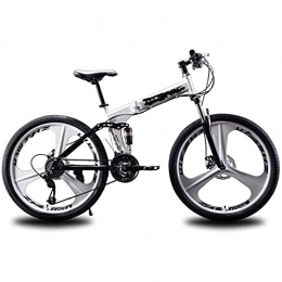 CDPC Folding Bike Folding Bikes, Mountain Bikes, 26-inch Mountain Bikes, Cross-country Bikes, Double Shock Absorption, Lightweight Young Students, Adults (Color : White, Size : 26 inches)