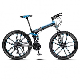 SUNSUY Folding Bike Folding Bikesc Blue Mountain Bike Bicycle 10 Spoke Wheels Folding 24 / 26 Inch Dual Disc Brakes 21 / 24 / 27 / 30 Speed foldable bicycle NXT (Color : 30 speed, Size : 24inch)
