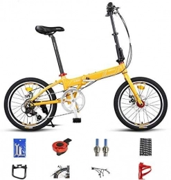 YAOJIA Bike Folding bycicles adult bike 20in Unisex Adult Folding City Bicycle | Suitable For Height 140-180 Cm Portable Variable Speed Aluminum Alloy Road Bikes trek road bike (Color : Yellow)