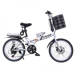 WLGQ Bike Folding Car Speed Change Car 20 Inch Folding Bicycle Disc Brake Bicycle Men And Women Mini Student Ultra Light Portable Bicycle (Color : WHITE, Size : 150 * 30 * 100CM)