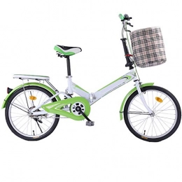 MFWFR Folding Bike Folding City bicycle, Compact Foldable Bike - 20 inch Gears Man, Woman, Child One Size Fits All Mountain Bike fully assembled, green