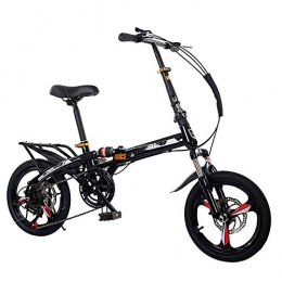 BEIGOO Folding Bike Folding City Bike, 7 Speed Gears, Lightweight Iron Frame, Foldable Compact Bicycle with Anti-Skid and Wear-Resistant Tire, for Teens & Adults, 16 / 20-inch Wheels-black-16inch