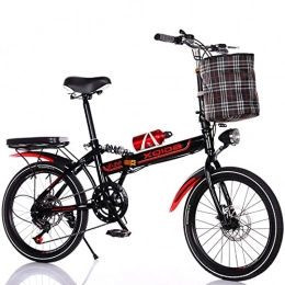 WLGQ Folding Bike Folding City Bike, Ultralight Portable Folding Bike, Trekking Bike Light Bicycle, Adult Men and Women Outdoors Riding Excursion B, 20 in (A 20 in)