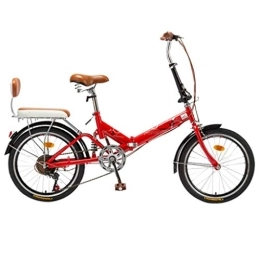 TYXTYX Bike Folding Mini Bike Leisure 20in 6 Speed ​​Portable City Bicycle Urban Commuter with Back Rack for Adult Teens