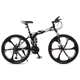 WEHOLY Folding Bike Folding Mountain Bike 21 / 24 / 27 Speed Steel Frame 24 Inches 3-Spoke Wheels Suspension Folding Bike, 1, 27speed