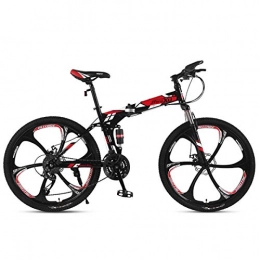 WEHOLY Bike Folding Mountain Bike 21 / 24 / 27 Speed Steel Frame 24 Inches 3-Spoke Wheels Suspension Folding Bike, 3, 27speed