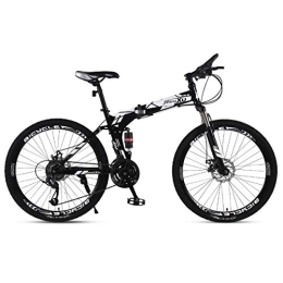 WEHOLY Bike Folding Mountain Bike 21 / 24 / 27 Speed Steel Frame 27.5 Inches 3-Spoke Wheels Dual Suspension Folding Bike, White, 21speed