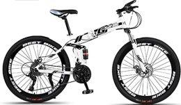 DPCXZ Folding Bike Folding Mountain Bike 24 Inch for Men Women Adults High-Carbon Steel MTB Bicycle Outdoor Exercise Foldable Road Bikes with 21 Speed Dual Disc Brakes Full Suspension Non-Slip White, 24 inches
