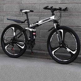 WYZQ Bike Folding Mountain Bike, 24 Inches Anti-Slip Wheels, Dual Disc Brake Bicycle, Thickened High Carbon Steel Frame, Unisex, Commuter City Caravan Bike, A2, 21 speed