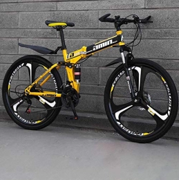 WYZQ Bike Folding Mountain Bike, 24 Inches Anti-Slip Wheels, Dual Disc Brake Bicycle, Thickened High Carbon Steel Frame, Unisex, Commuter City Caravan Bike, C2, 21 speed