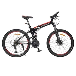 WJSW Folding Bike Folding Mountain Bike 24 Speed Gear City bike Bike, 26" 3-Spoke Wheels Dual Suspension Bicycles, 24Speed
