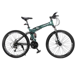 WEHOLY Folding Bike Folding Mountain Bike, 24 Speed Gear City Bike Commuter Bike, 26" 3-Spoke Wheels Dual Suspension Bicycles, 3, 24Speed