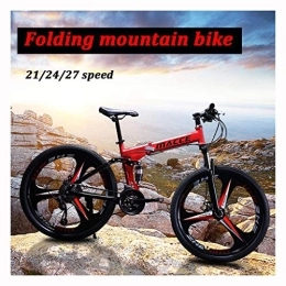 AYDQC Bike Folding Mountain Bike 26 Inch, 21 / 24 / 27 Speed Disc Brake Bicycle Folding Bike For Adult Teens Unisex Student, front And Rear Mechanical Disc Brakes (Color : Red, Size : 21-speeds) fengong