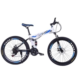 WEHOLY Bike Folding Mountain Bike, 26 Inch Folding bike with Sturdy Steel 6 Spokes Integrated Wheel, Premium Full Suspension 24 Speed Gear, 2, 26