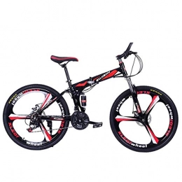 WEHOLY Bike Folding Mountain Bike, 26 Inch Folding bike with Sturdy Steel 6 Spokes Integrated Wheel, Premium Full Suspension 24 Speed Gear, 8, 26