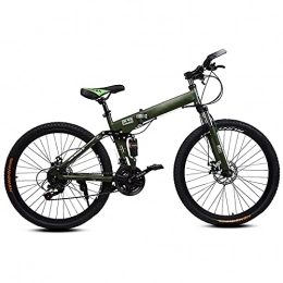 FGKLU Bike Folding Mountain Bike, 26 inch High Carbon Steel Frame Full Suspension MTB Bike, 21 Speed Dual Disc Brake Adults Folding Bike