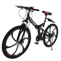 CXSMKP Bike Folding Mountain Bike 26-Inch Wheel 21 Speed High Carbon Steel Double Disc Brake Full Suspension Anti-Slip MTB