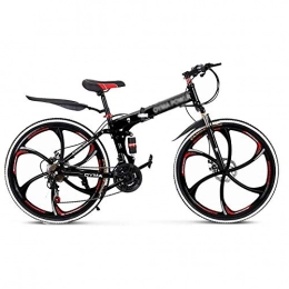CXSMKP Bike Folding Mountain Bike 26-Inch Wheel 6 Spoke 21 Speed Double Disc Brake Carbon Frame Full Suspension Anti-Slip MTB