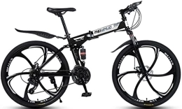 DPCXZ Bike Folding Mountain Bike 26 Inches, 21-Speed High Carbon Steel Frame, Dual Disc Brakes Folding Bikes for Adults, Anti-Slip Shock-Absorbing Mountain Bike, for Men Women Black, 26 inches